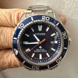 Citizen Eco-Drive Blue and Silver Diver's Watch